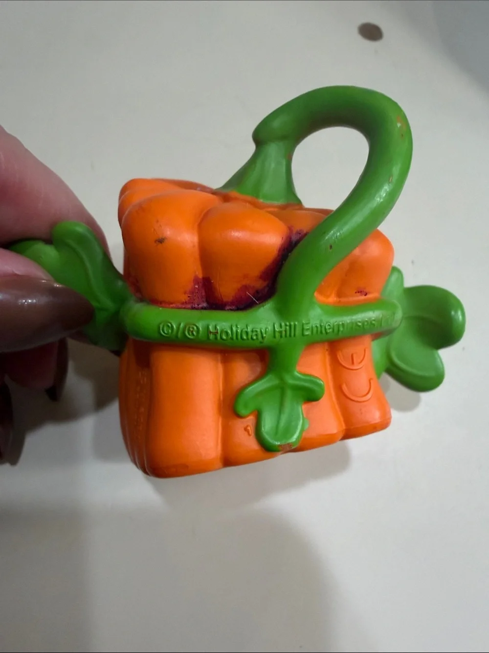Smiling Orange Pumpkin Plush Toy with Green Leaves - Kids Stuffed Character
